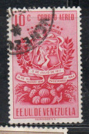 VENEZUELA 1951 COAT OF ARMS TACHIRA AND AGRICULTURAL PRODUCTS 10c USED USATO OBLITERE - Venezuela