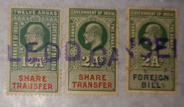 Br India King Edward, Fiscal Revenue Court Fee Share Transfer, Foreign Bill, Cancelled Handstamp, MNH Inde Indien - 1902-11 Roi Edouard VII