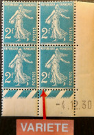 R1118(2)/393 - 1930 - TYPE SEMEUSE - N°239 + 239a (1t) BLOC NEUF** - VARIETE >>> Sans Signature ROTY (timbre Inf. Droit) - Neufs