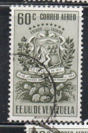 VENEZUELA 1951 AIR POST MAIL AIRMAIL COAT OF ARMS TACHIRA AND AGRICULTURAL PRODUCTS 60c USED USATO OBLITERE' - Venezuela