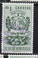 VENEZUELA 1951 COAT OF ARMS TACHIRA AND AGRICULTURAL PRODUCTS 1b USED USATO OBLITERE - Venezuela
