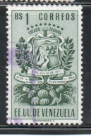 VENEZUELA 1951 COAT OF ARMS TACHIRA AND AGRICULTURAL PRODUCTS 1b USED USATO OBLITERE - Venezuela