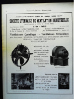 ► VENTILATEUR INDUSTRIEL Sté Lyonnaise De Ventilation LYON VILLEURBANNE  Page Catalogue Technique 1928  (Env 22 X 30 Cm) - Maschinen