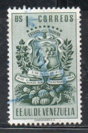 VENEZUELA 1951 COAT OF ARMS TACHIRA AND AGRICULTURAL PRODUCTS 1b USED USATO OBLITERE - Venezuela