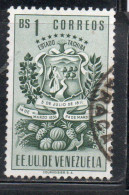 VENEZUELA 1951 COAT OF ARMS TACHIRA AND AGRICULTURAL PRODUCTS 1b USED USATO OBLITERE - Venezuela