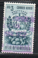 VENEZUELA 1951 AIR POST MAIL AIRMAIL COAT OF ARMS TACHIRA AND AGRICULTURAL PRODUCTS 3b USED USATO OBLITERE' - Venezuela