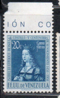 VENEZUELA 1951 AIR POST MAIL AIRMAIL QUEEN ISABELLA I OF SPAIN 20c MNH - Venezuela