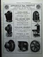 ► APPAREILS VENTILATEUR Sam NIESTLE Rue De Toul PARIS 11eme - Page Catalogue Technique 1928  (Env 22 X 30 Cm) - Máquinas