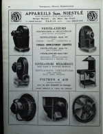 ► APPAREILS VENTILATEUR Sam NIESTLE Rue De Toul PARIS 11eme - Page Catalogue Technique 1928  (Env 22 X 30 Cm) - Tools