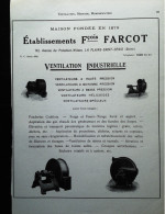 ► VENTILATION INDUSTRIELLE Ets FARCOT La PLAINE SAINT DENIS - Page Catalogue Technique 1928  (Env 22 X 30 Cm) - Tools