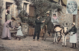 FOLKLORE - Une Visite à La Ferme - Ane - Charette - Carte Postale Ancienne - Sonstige & Ohne Zuordnung