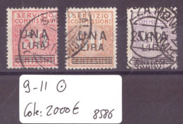 ITALIE - No Michel SERVIZIO COMMISSIONI 9-11 OBLITERE   -   COTE: 2000 €  ( NO PAYPAL ) - Steuermarken