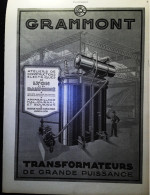 ► TRANSFORMATEUR INDUST.  Ets GRAMMONT Usine Pont De Chéruy  - Page Catalogue Technique 1928  (Env 22 X 30 Cm) - Tools