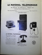 ► LE MATERIEL TELEPHONIQUE Avenue De Breteuil PARIS 7ème - Page Catalogue Technique 1928  (Env 22 X 30 Cm) - Máquinas