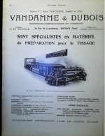 ► MACHINE Préparation Tissage VANDAMME & DUBOIS à ROUBAIX  - Page Catalogue Technique 1928  (Env 22 X 30 Cm) - Tools