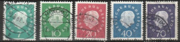 BRD 1959  Mi-Nr.302 - 306 Theodor Heuss O Gestempelt ( A2041) - Gebraucht