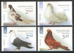 2014 Ukraine 1443-1446 Birds - Doves 4,00 € - Colibríes