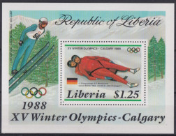 F-EX42673 LIBERIA MNH 1988 CALGARY DOUBLE LUGE TOBOGGAN WINTER OLYMPIC GAMES.  - Invierno 1988: Calgary