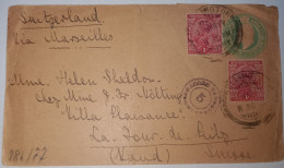 Br India King Edward Postal Stationery Envelope Uprated With KGV, Censor Postmark Used Inde As Scan - 1902-11 Roi Edouard VII