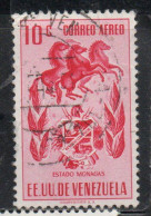 VENEZUELA 1953 1954 AIR POST MAIL AIRMAIL COAT OF ARMS MONAGAS AND HORSES 10c USED USATO OBLITERE' - Venezuela