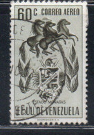 VENEZUELA 1953 1954 AIR POST MAIL AIRMAIL COAT OF ARMS MONAGAS AND HORSES 60c USED USATO OBLITERE' - Venezuela