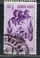 VENEZUELA 1953 1954 AIR POST MAIL AIRMAIL COAT OF ARMS MONAGAS AND HORSES 1b USED USATO OBLITERE' - Venezuela