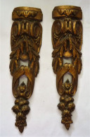 PAIRE LOT DE 2 ANCIEN GROS FRONTON EN BRONZE CISELE DECOR  FEUILLE BE - Bronzes