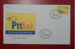 2004 TURKEY FDC COVER WITH STAMP PTT BANK - Brieven En Documenten
