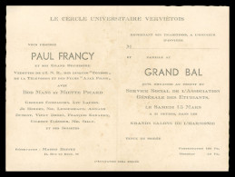 * INVITATION - CERCLE UNIVERSITAIRE VIERVIETOIS - PAUL FRANCY ET SON ORCHESTRE - GRAND BAL - Other & Unclassified