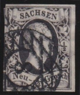 Sachsen     -     Michel   -  3    -   O     -    Gestempelt Mit Falz Auf Der Rückseite - Saxe