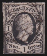 Sachsen     -     Michel   -  4    -   O     -    Gestempelt Mit Falz Auf Der Rückseite - Saxe