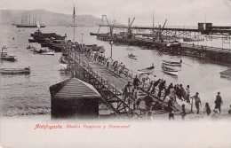 CHILI - ANTOFAGASTA - Muelles Pasajeros Y Ferrocarril - Carte Postale Ancienne - Cile