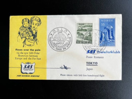 NORWAY NORGE 1957 FIRST FLIGHT COVER OSLO TO TOKYO OVER NORTH POLE 24-02-1957 NOORWEGEN - Storia Postale