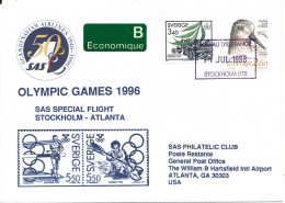 Sweden Cover Special Olympic Flight Stockholm - Atlanta 11-7-1996 - Summer 1996: Atlanta - Lettres & Documents