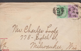 1906. INDIA. Edward VII. TWO ANNAS + HALF ANNA. On Cover (trimmed) To USA Cancelled S + NAGA HILLS JU 16 0... - JF535714 - 1902-11  Edward VII