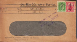 1918. New Zealand. OFFICIAL - ONE PENNY UNIVERSAL POSTAGE 1 D AND ½ D On Small Censored... (MICHEL DIENST 15) - JF535732 - Oficiales