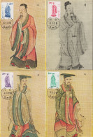 1971. TAIWAN.  Chinese Culture Heroes In Complete Set On In Small Folder With 4 MAXICARDS As FDC Cancelled... - JF535750 - Briefe U. Dokumente