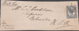 1899. QUEENSLAND. 2 PENCE Victoria On Small Piece To Nebraska, USA As Book Post From Brisbane.... (michel 96) - JF535753 - Gebruikt