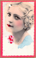 FANTAISIE - Femme - Collier De Perles - Blonde - Carte Postale Ancienne - Women