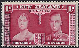 NEW ZEALAND 1937 KGVI 1d Carmine Coronation SG599 FU - Ongebruikt