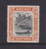 BRUNEI - 1947-51 Brunei River 30c Watermark Mult, Script CA Hinged Mint - Brunei (...-1984)