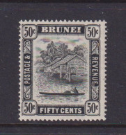 BRUNEI - 1947-51 Brunei River 50c Watermark Mult, Script CA Hinged Mint - Brunei (...-1984)