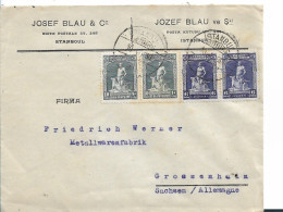 Türkei 184 / Grauer Wolf (Ausgabe 1926 + 1929) 2 Paare, Istanbul 1930 Auf Firmenbrief, Nach Sachsen - Briefe U. Dokumente