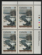 Canada 1989 MNH Sc 1256 38c Gosselin River Christmas UR Plate Block - Plaatnummers & Bladboorden