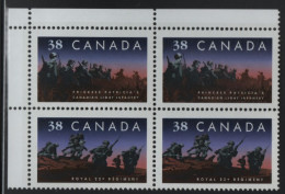 Canada 1989 MNH Sc 1250a 38c Infantry Regiments UL Plate Block Blank - Plate Number & Inscriptions