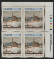 Canada 1989 MNH Sc 1258 76c Ste. Agnes Church Christmas UR Plate Block - Plattennummern & Inschriften