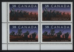 Canada 1989 MNH Sc 1250a 38c Infantry Regiments LL Plate Block Blank - Plate Number & Inscriptions