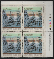 Canada 1989 MNH Sc 1257 44c Snow II Christmas UR Plate Block - Plaatnummers & Bladboorden