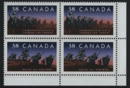 Canada 1989 MNH Sc 1250a 38c Infantry Regiments LR Plate Block Blank - Números De Planchas & Inscripciones