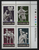 Canada 1989 MNH Sc 1255a 38c Film, Dance, Music, Performers UR Plate Block - Plate Number & Inscriptions